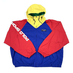 Polo Sport Ralph Lauren Colorblock Full Zip Hooded Jacket Blue Red Yellow Mens L
